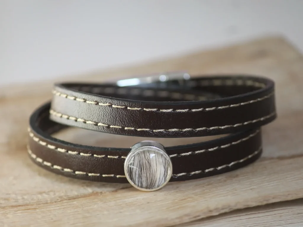 Tierhaarschmuck Armband mit Tierhaar Hundefell Kunstleder