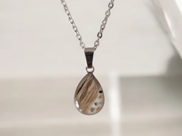 Erinnerungsschmuck Halskette Tropfenform Ascheschmuck Tierhaarschmuck
